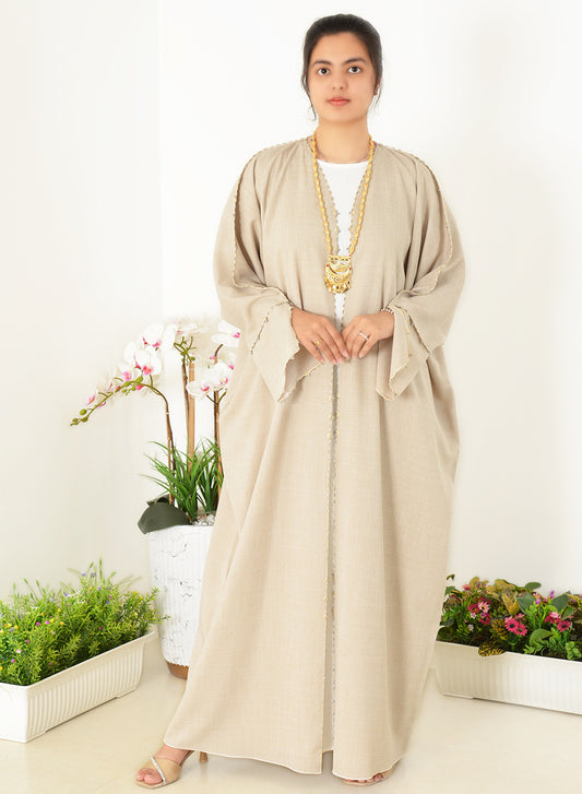 Bahraini Style Bisht Abaya with Beads and Crochet Detailing | Bsi3964