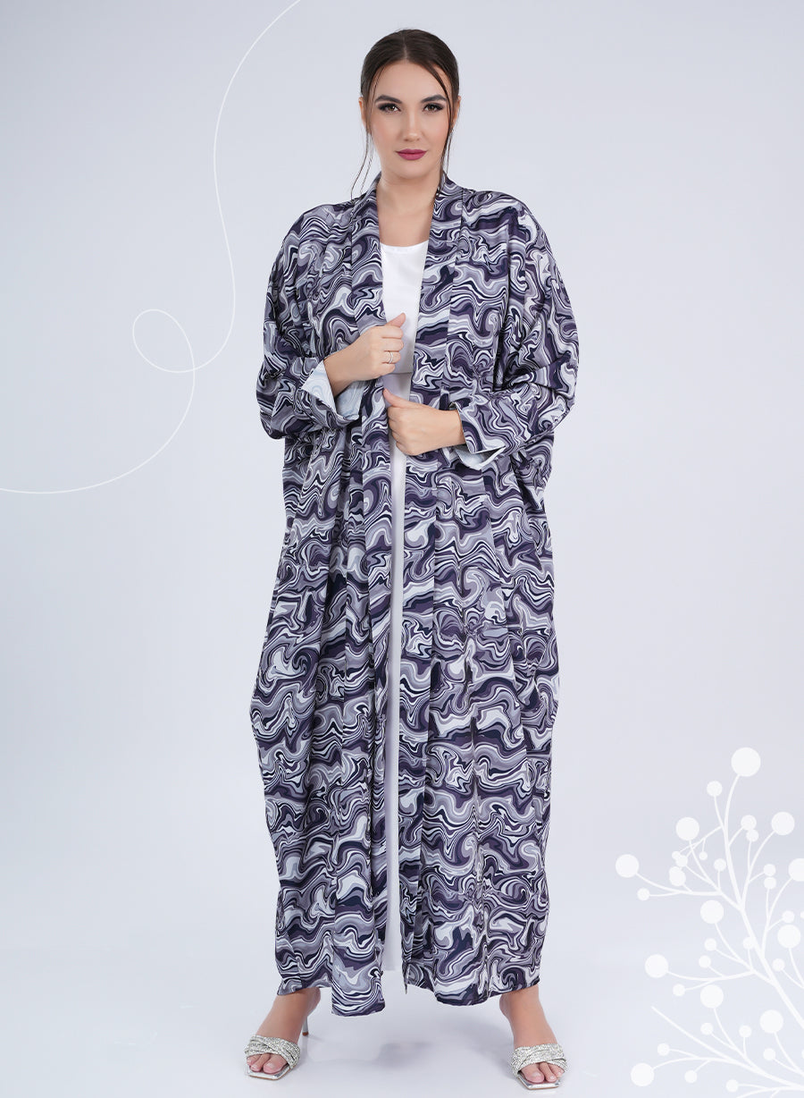 Bahraini Style Self Printed Plain Bisht Abaya | Bsi3982