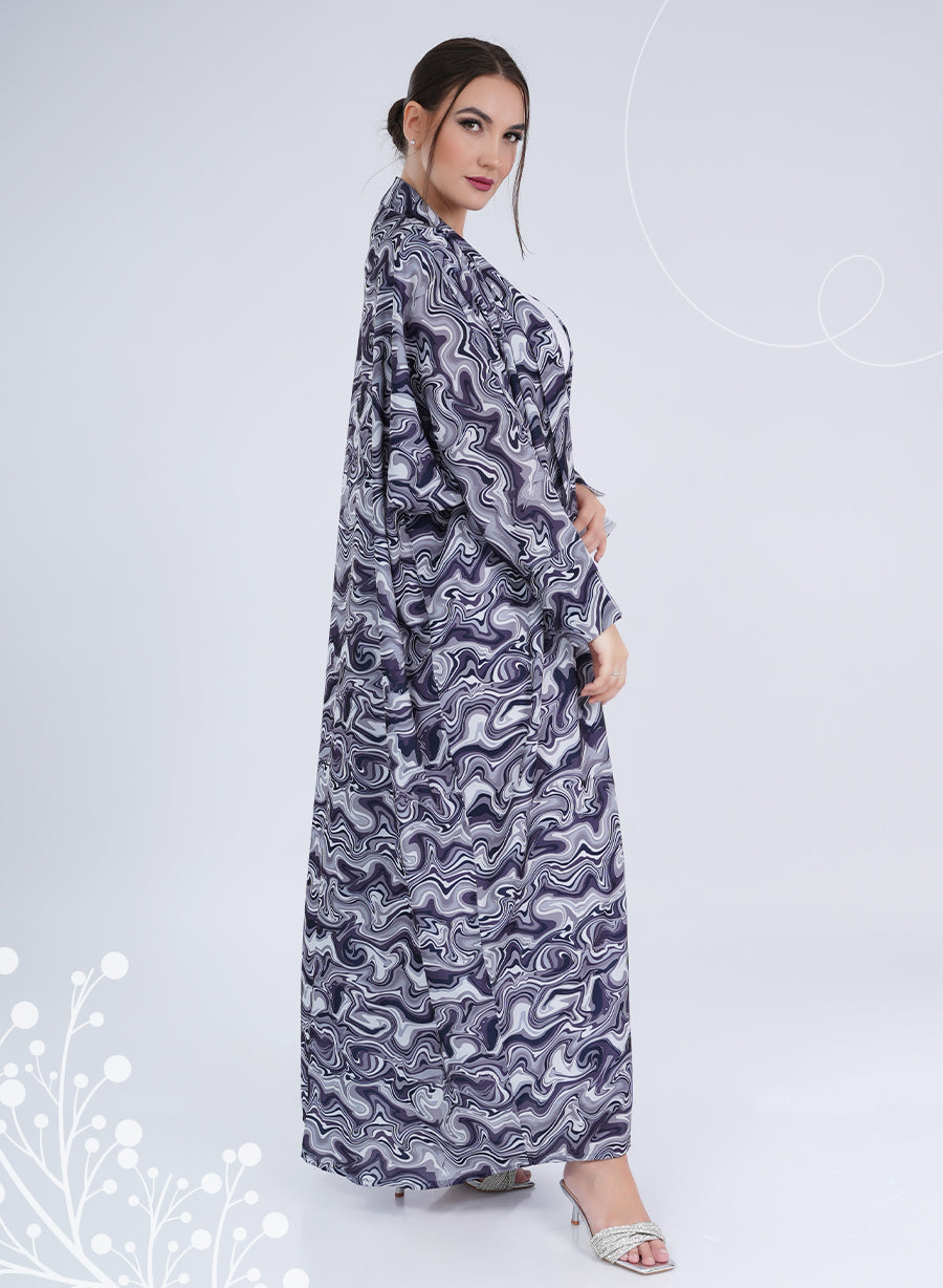 Bahraini Style Self Printed Plain Bisht Abaya | Bsi3982