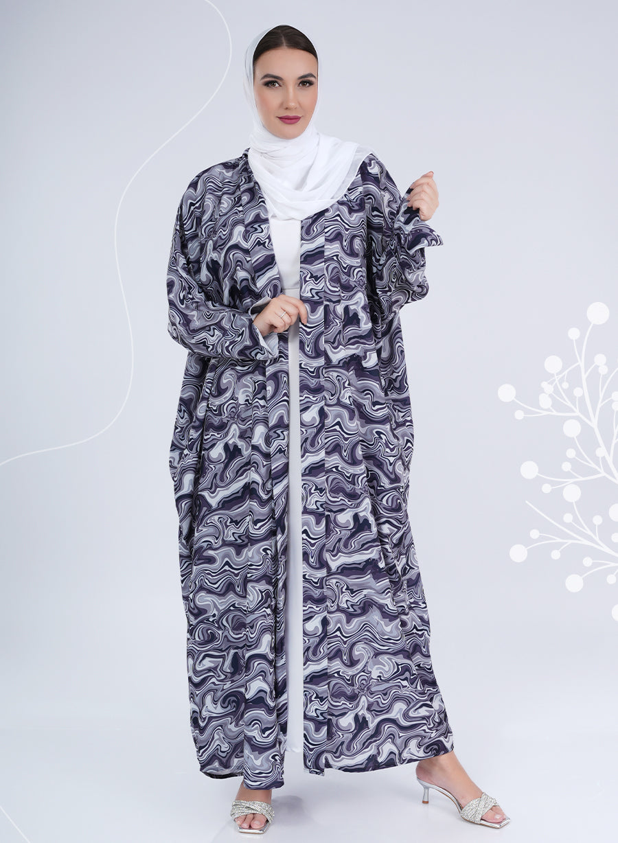 Bahraini Style Self Printed Plain Bisht Abaya | Bsi3982