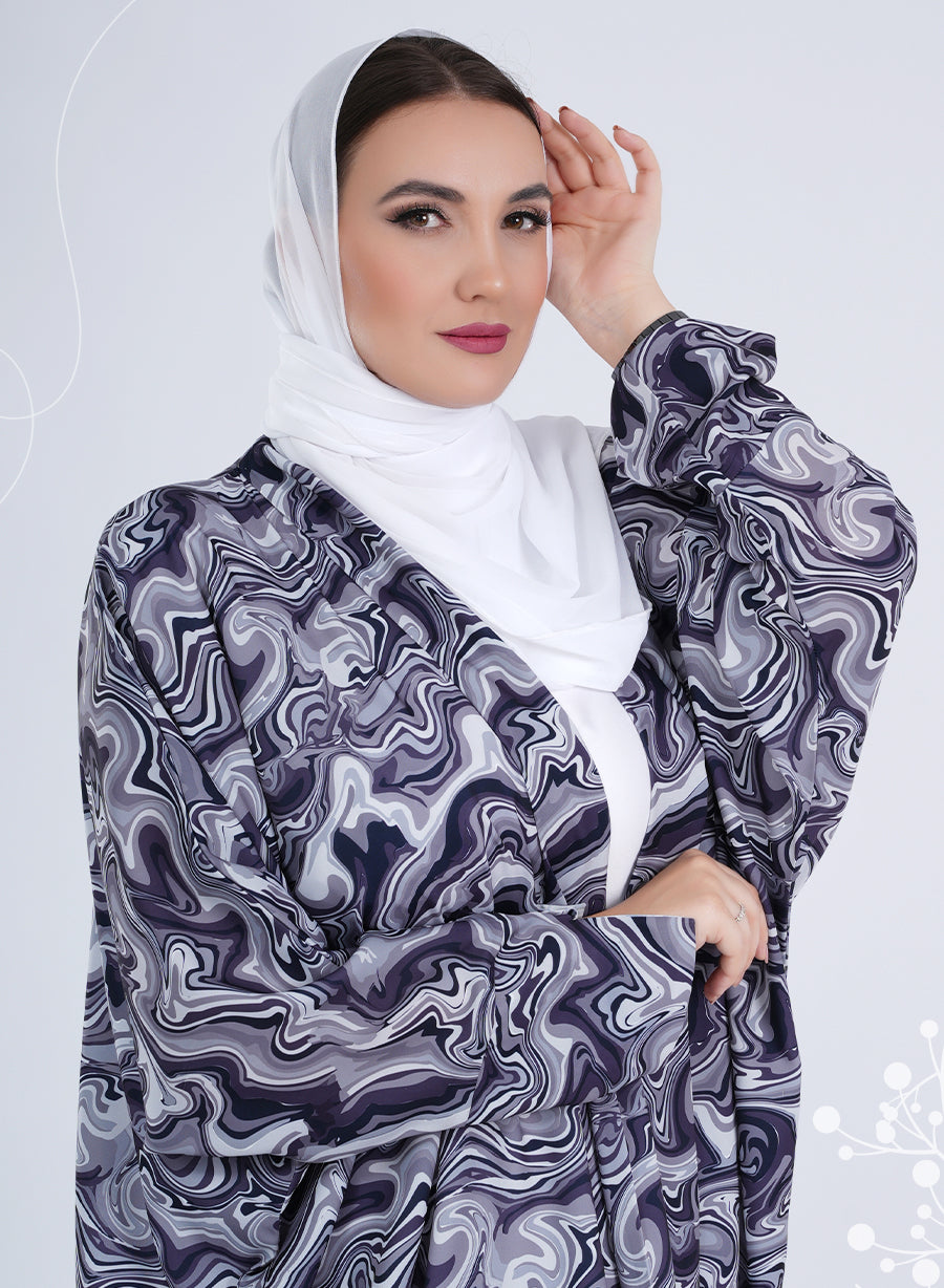Bahraini Style Self Printed Plain Bisht Abaya | Bsi3982