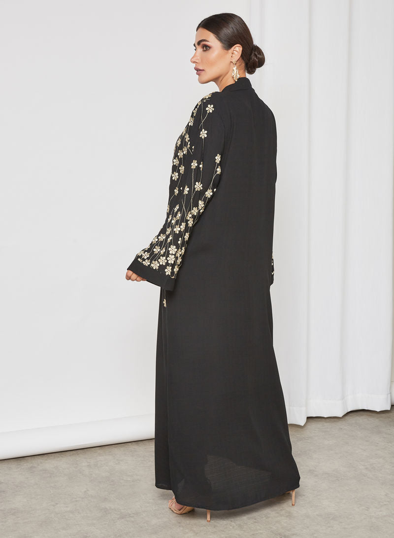 Bsi3416-Stylish floral embroidered abaya